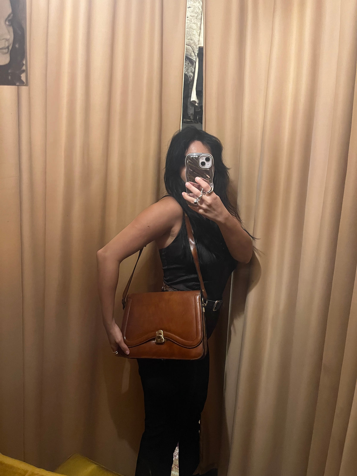 90s leather brown hand bag