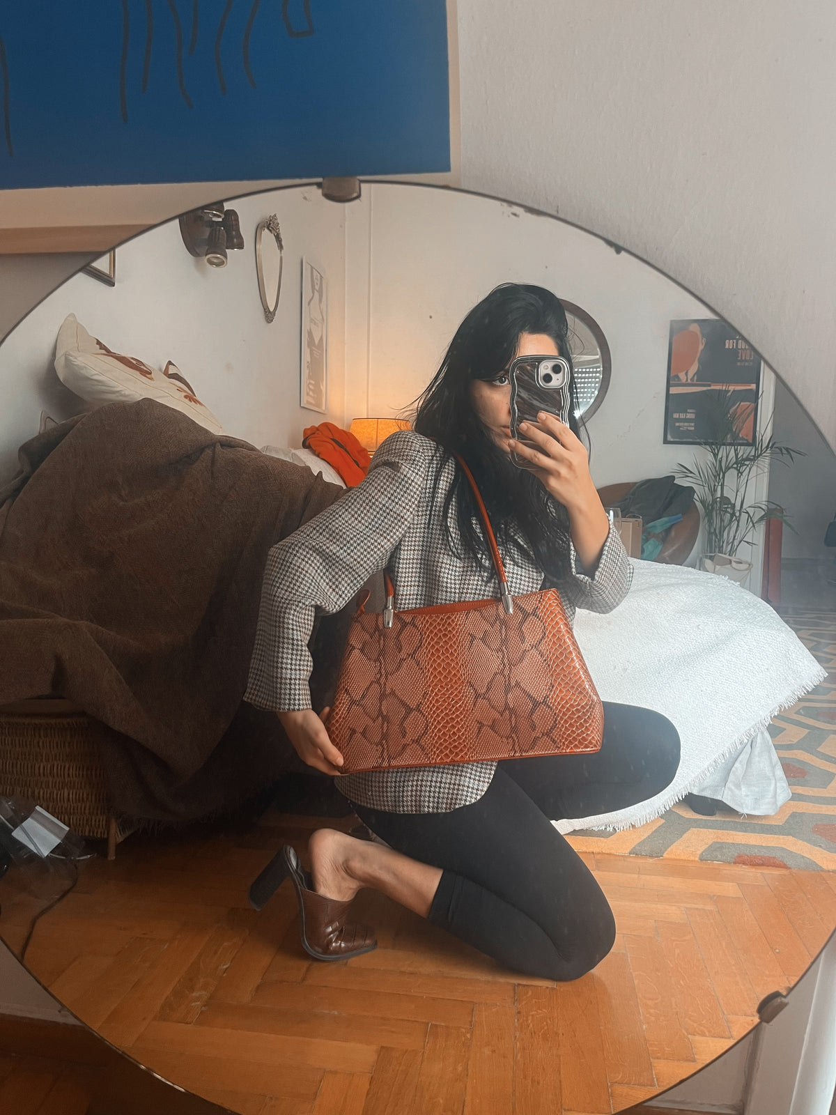 90s snake print handbag
