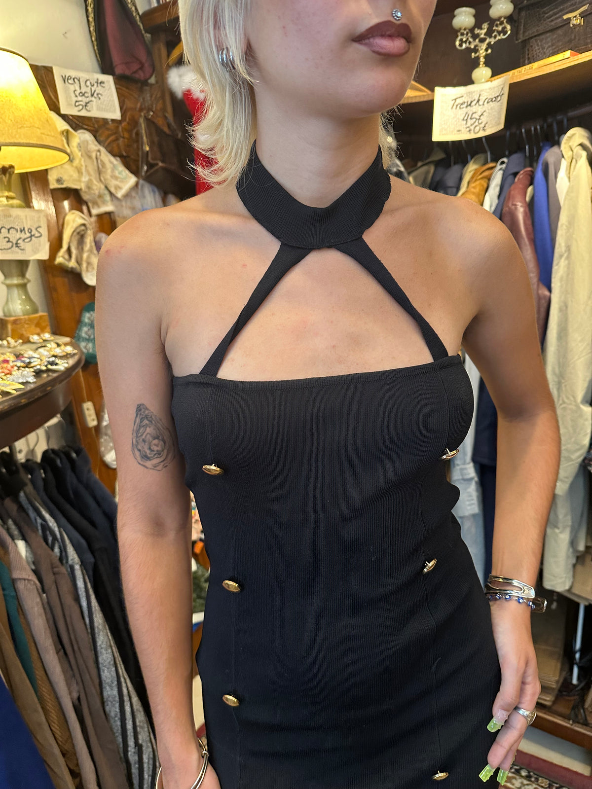 Black choker dress