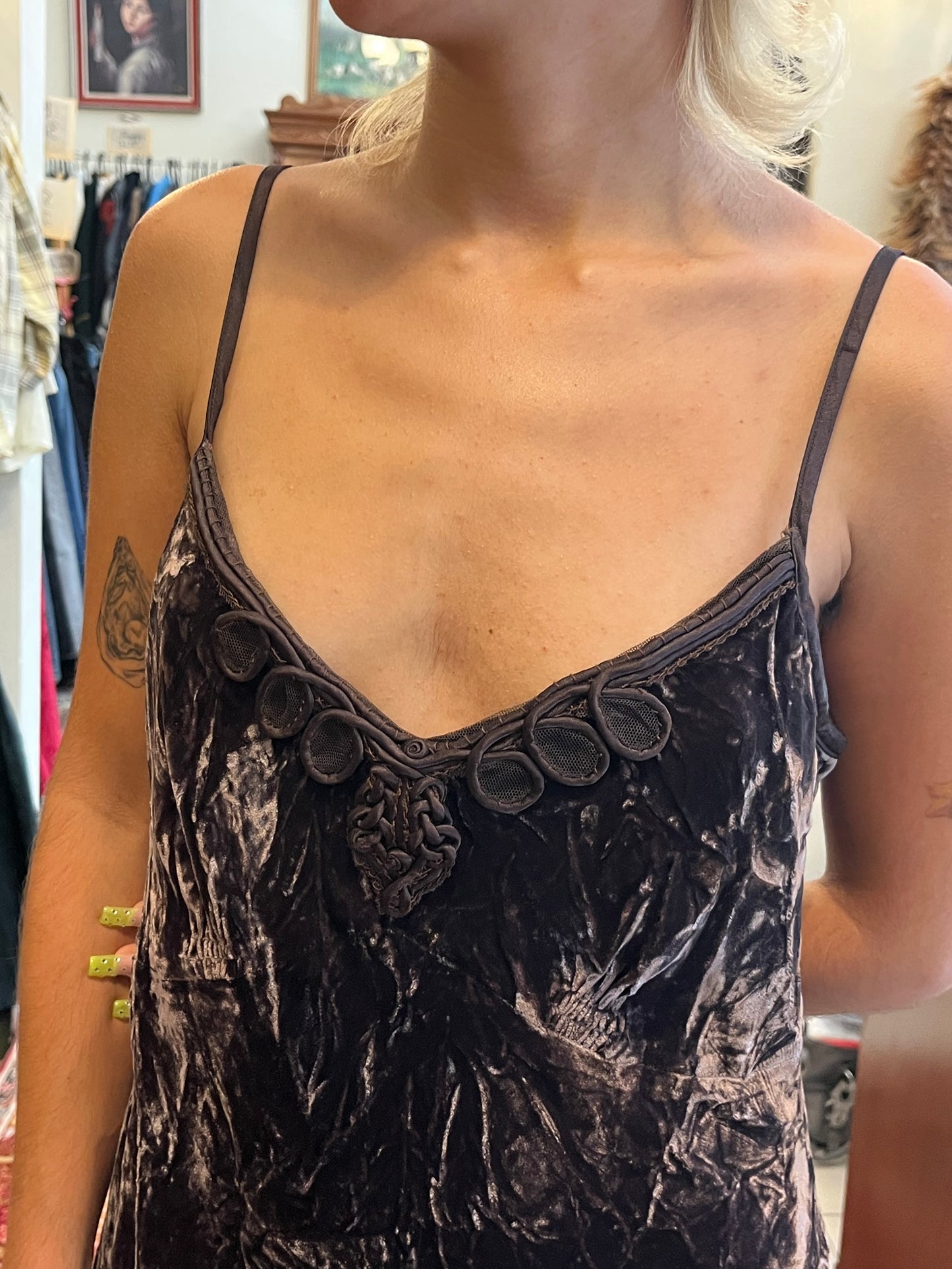 Velvet midi brown dress