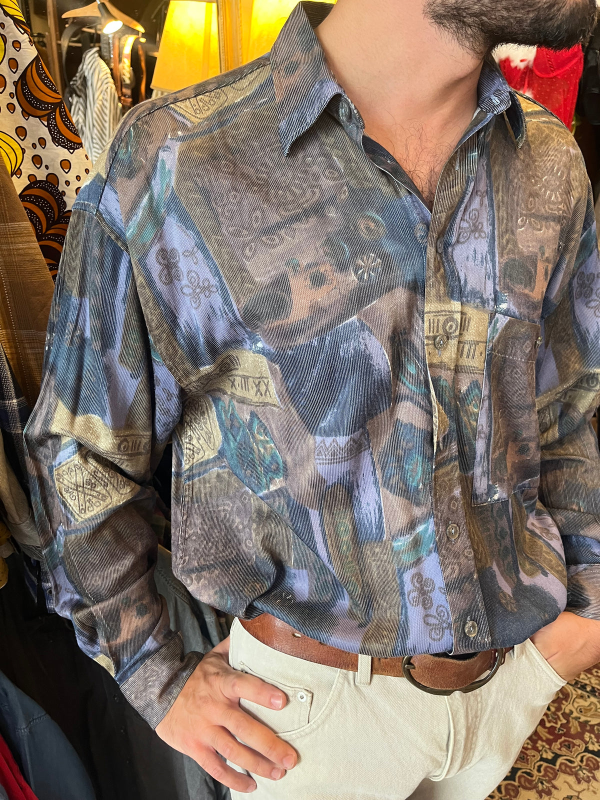 Vintage button up funky shirt