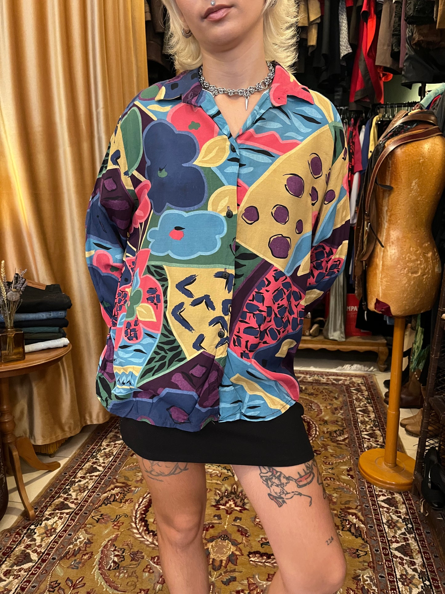 Vintage pattern button up shirt