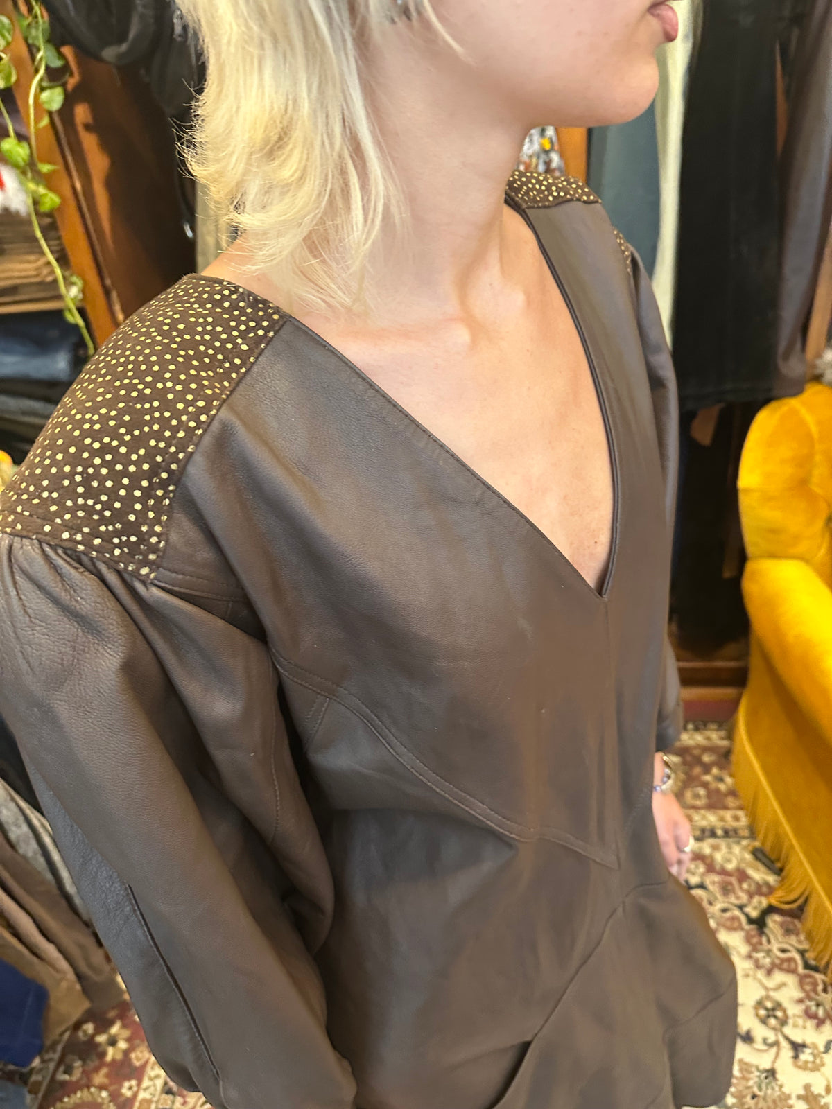 Leather 80s dress