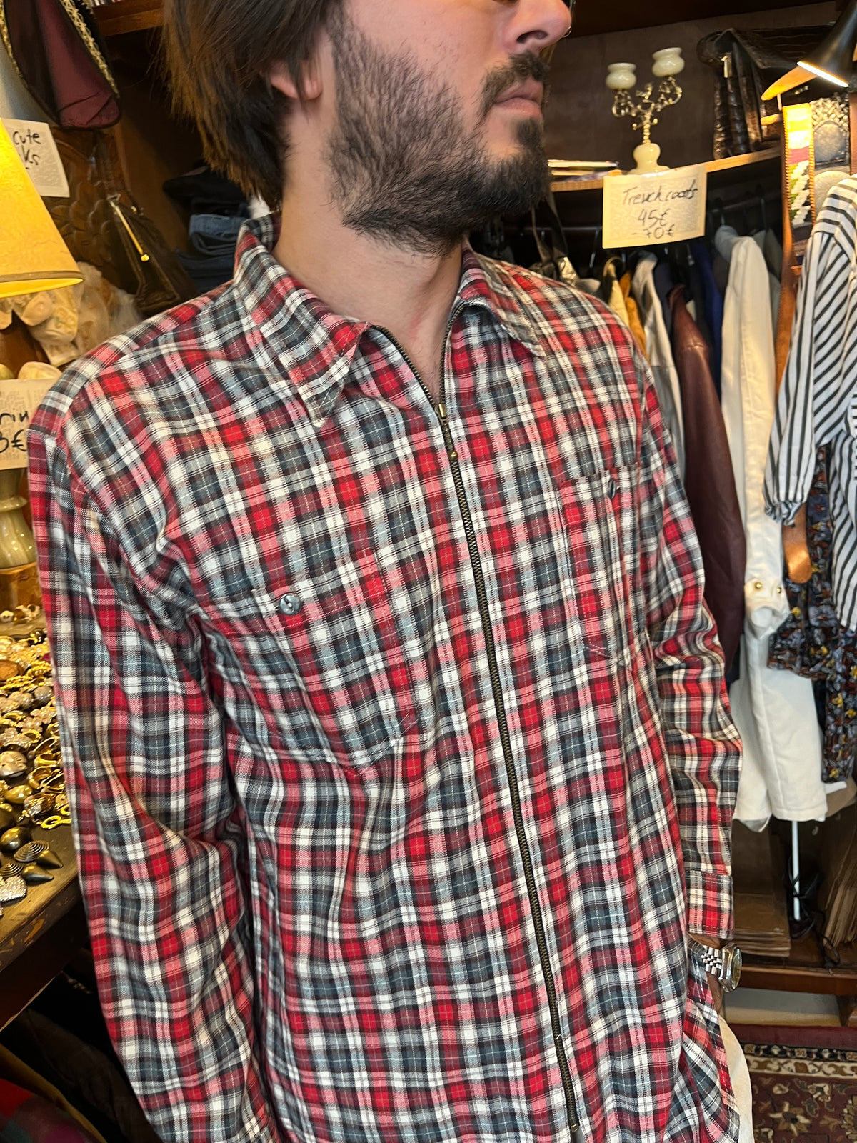 Vintage button up plaid  shirt