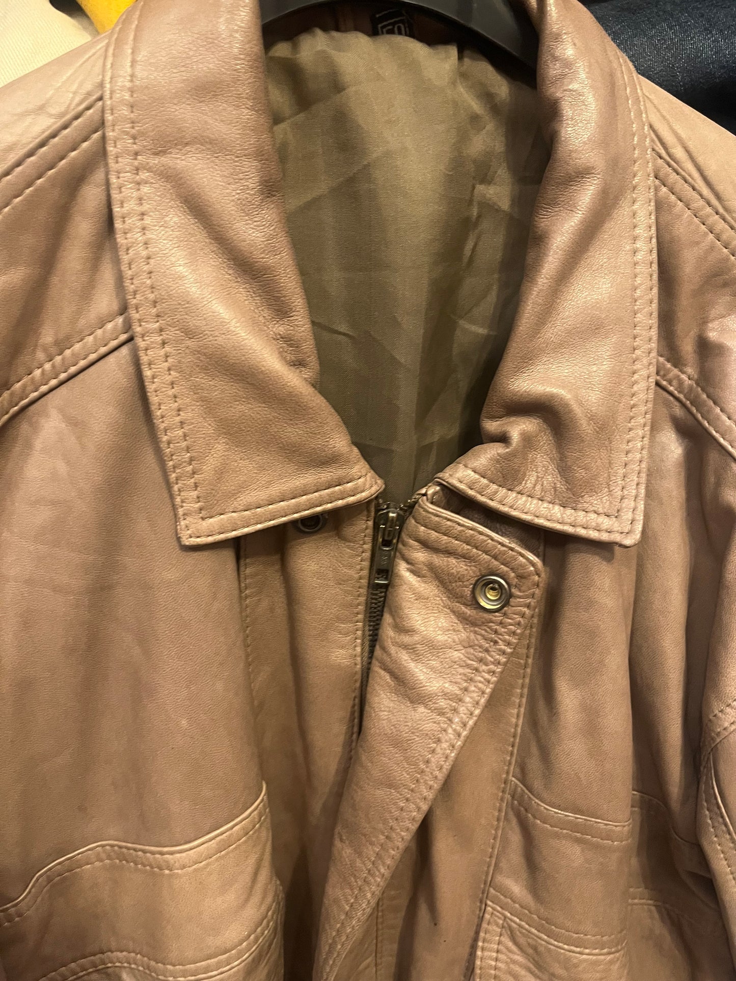 90s zip up genuine leather jacket .Fits S-L depending on desired suit .