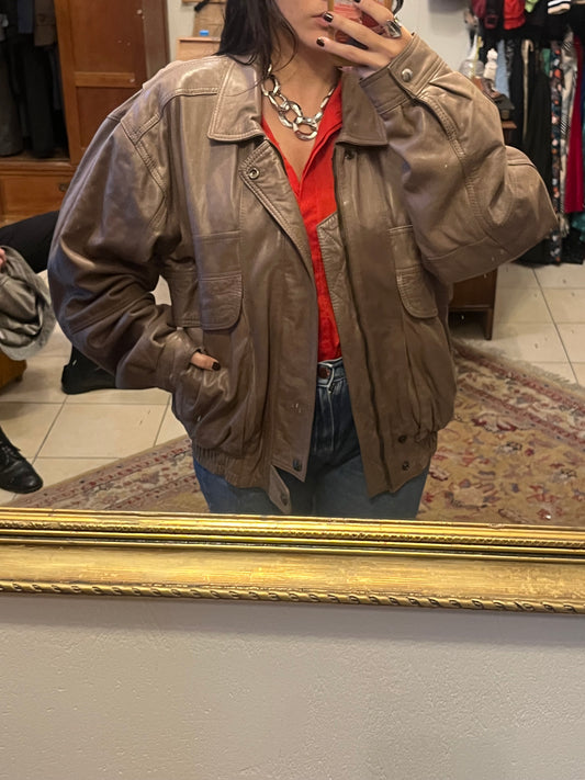 90s zip up genuine leather jacket .Fits S-L depending on desired suit .