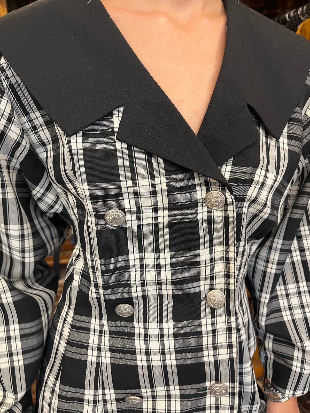 Vintage collared plaid button up dress