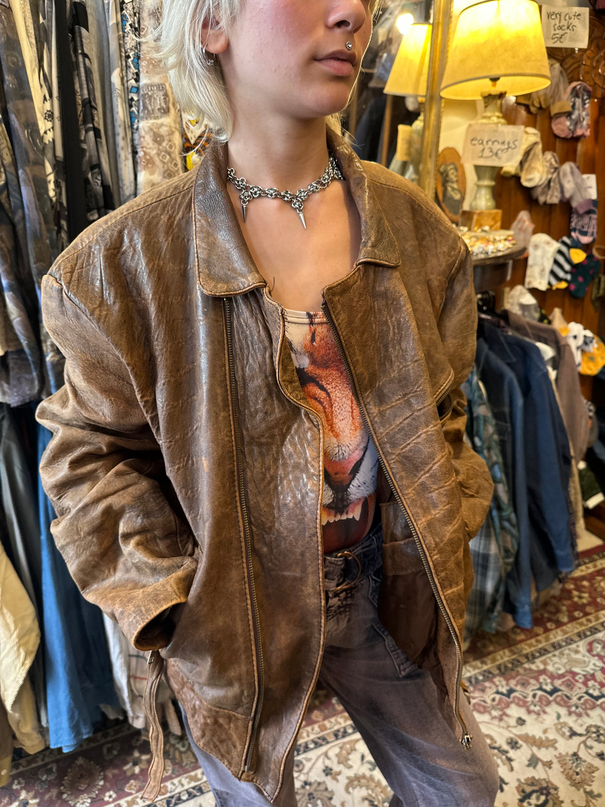 Vintage Brown Leather Jacket