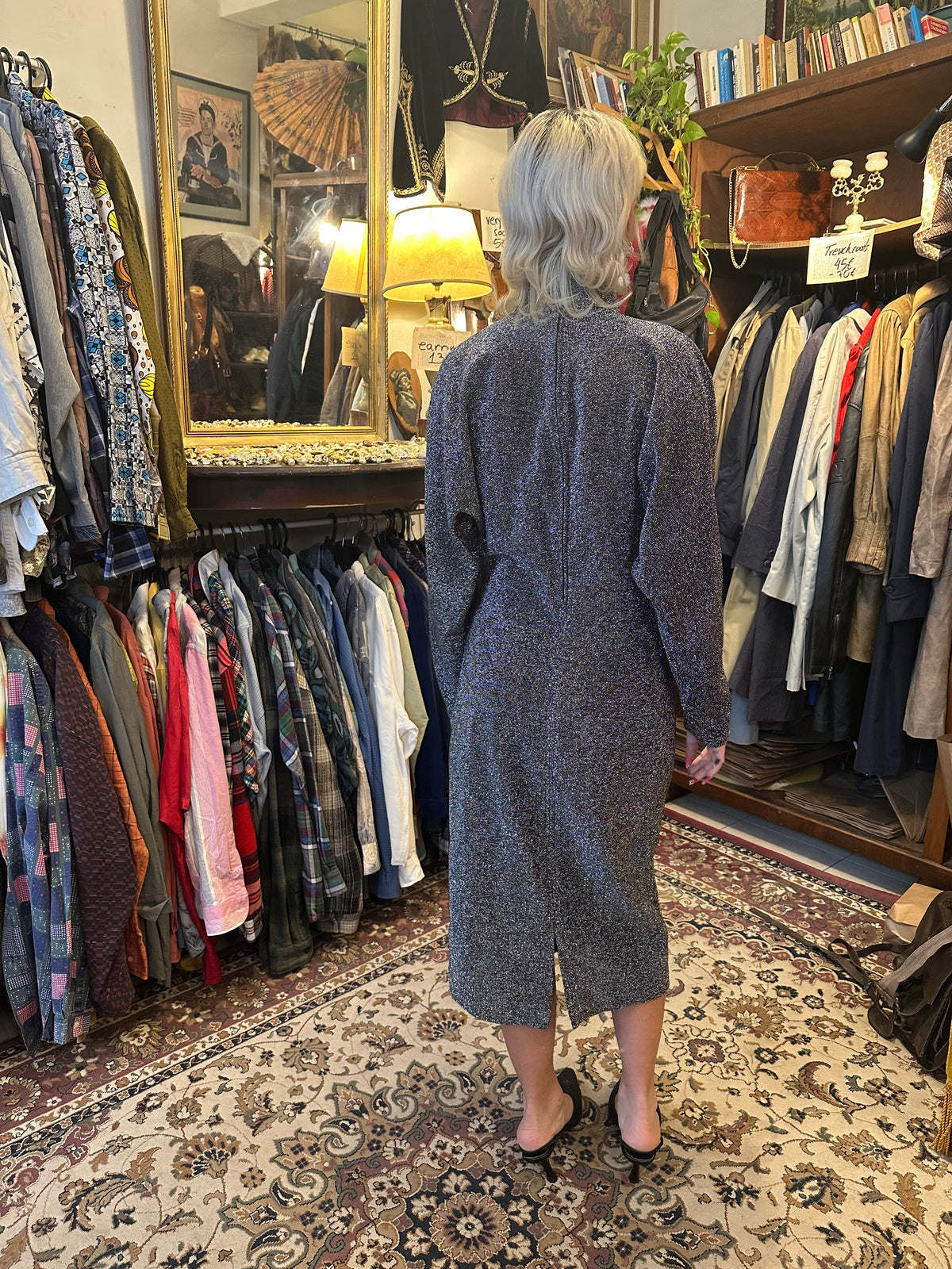 Grey Midi Vintage Dress