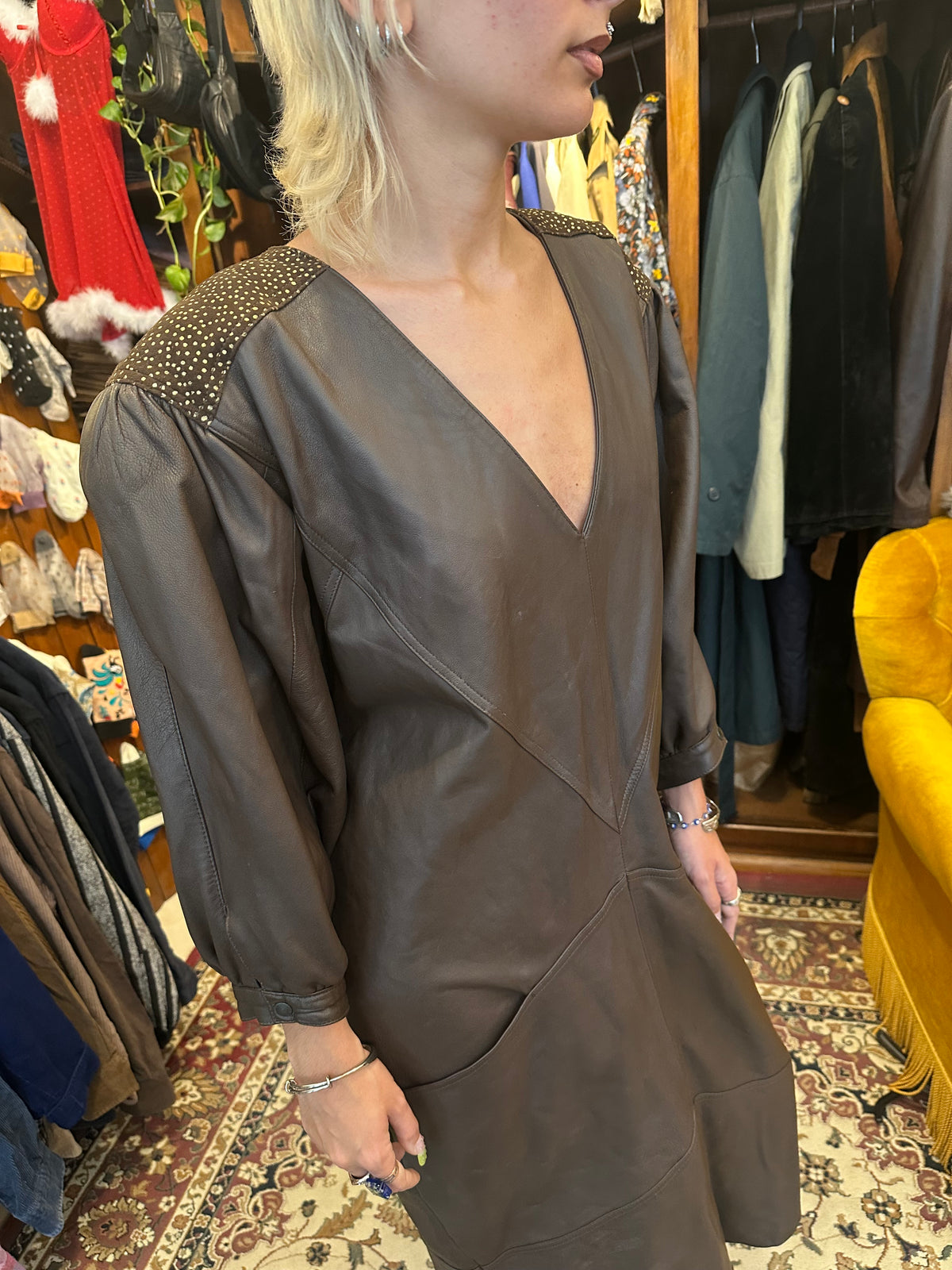 Leather 80s dress