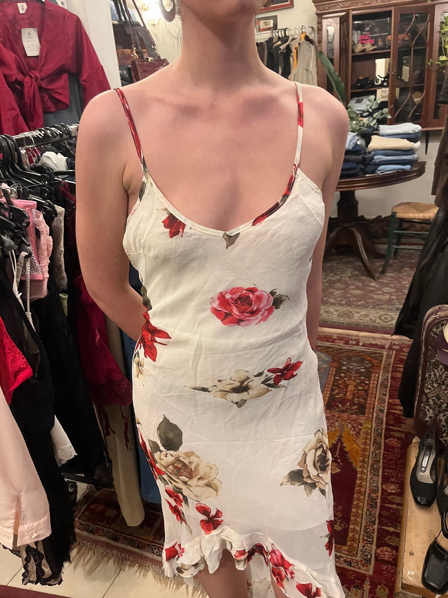 90s floral dress .XS/S (laces are missing)