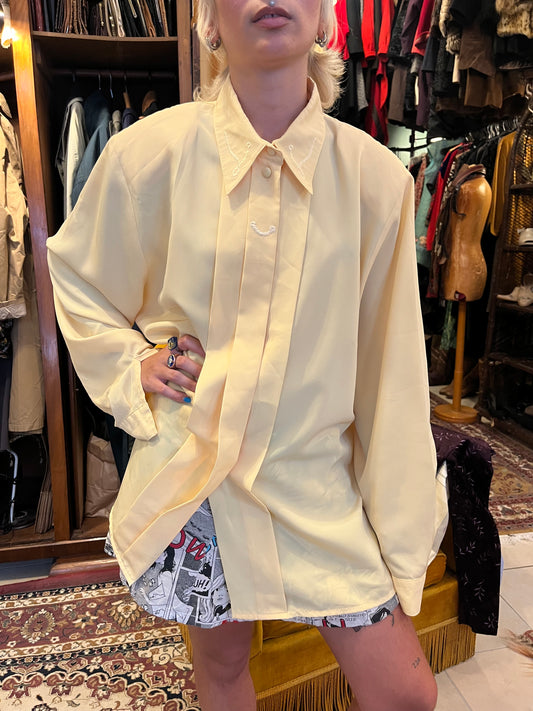 Pale Yellow White Vintage Shirt