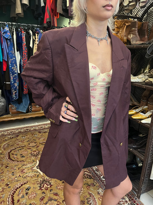 Button up collared brown blazer