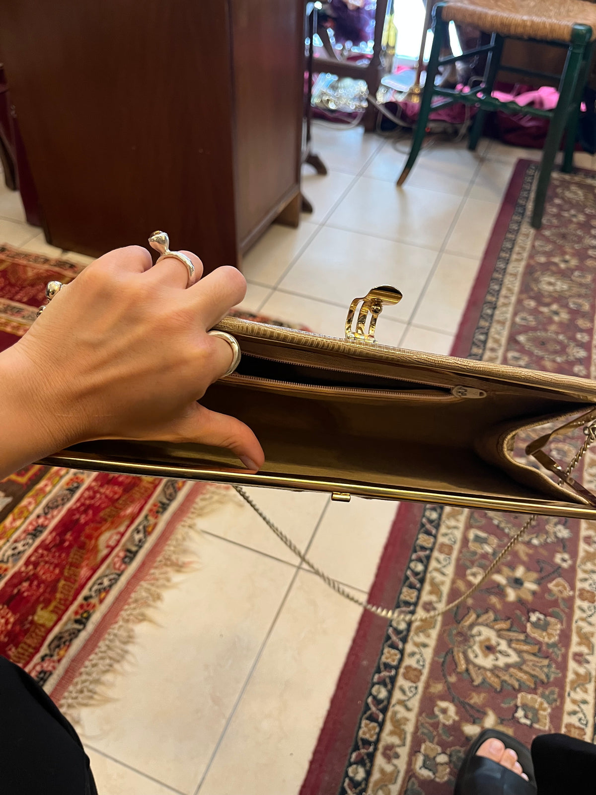 Leather croco hand bag