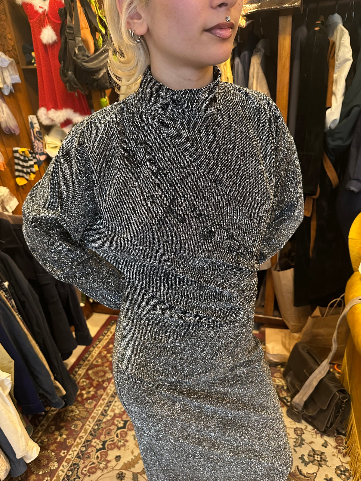 Grey Midi Vintage Dress