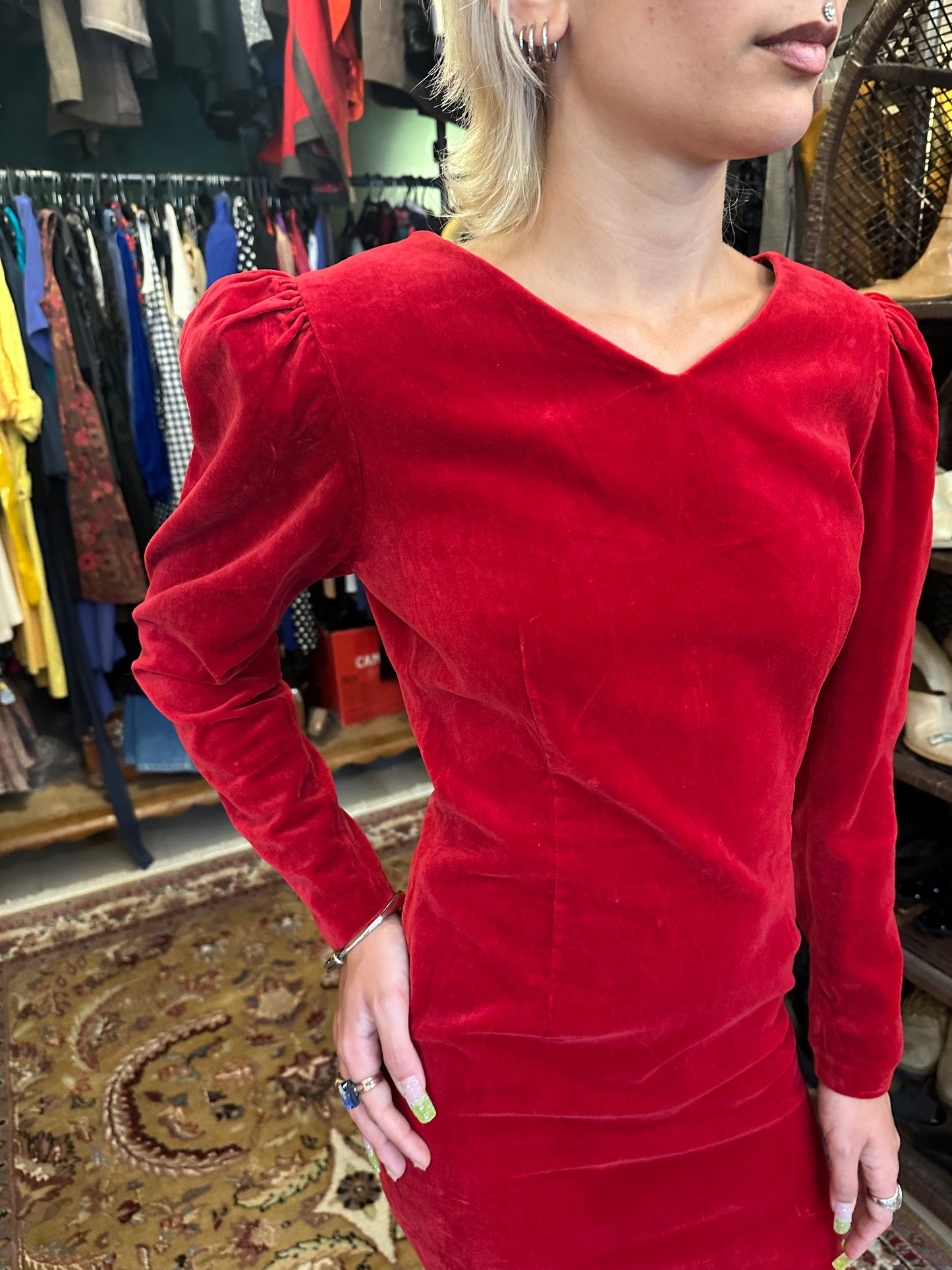 Bright Red Midi Dress