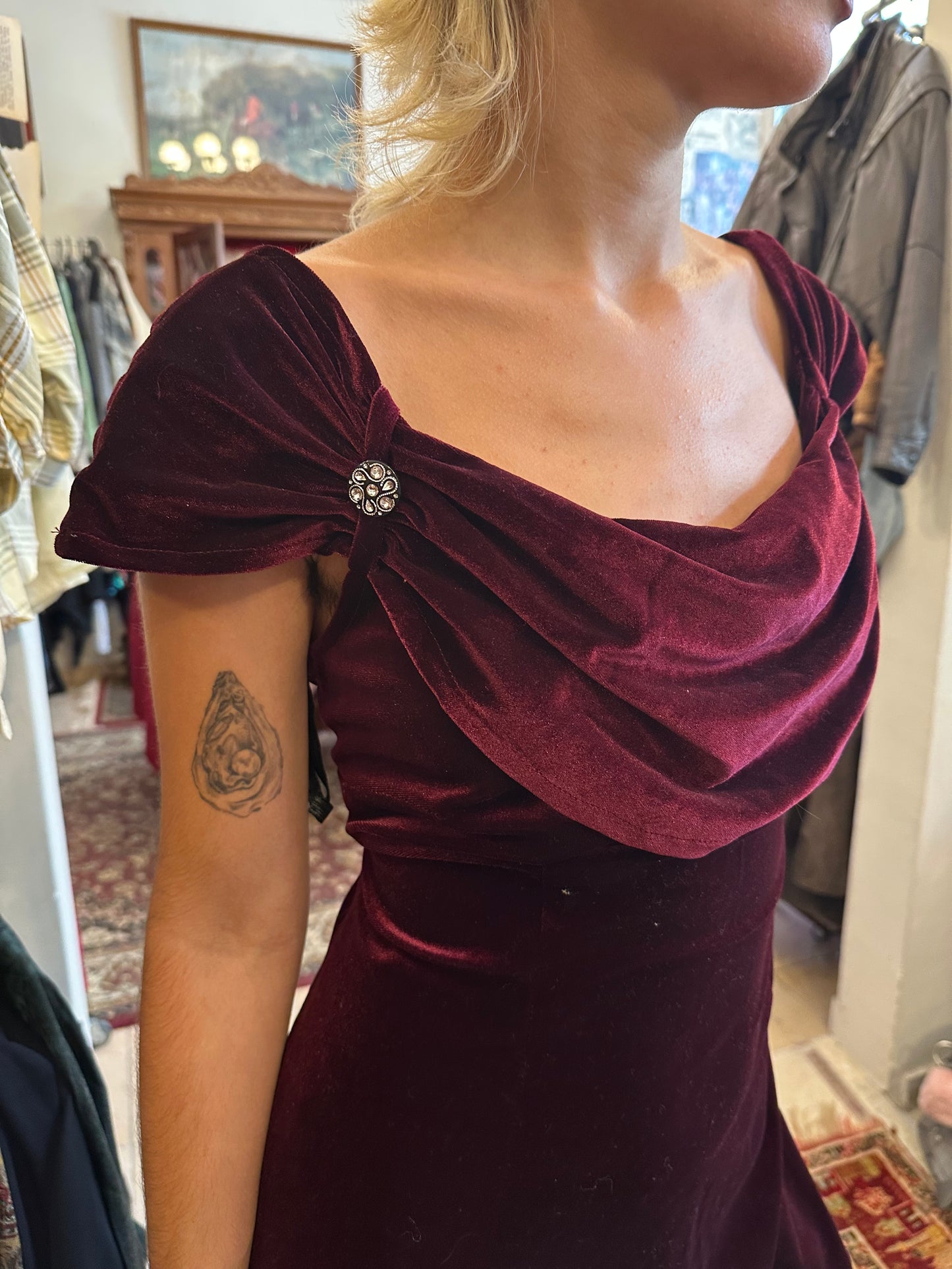 Vintage Maxi Velvet Wine Red Dress