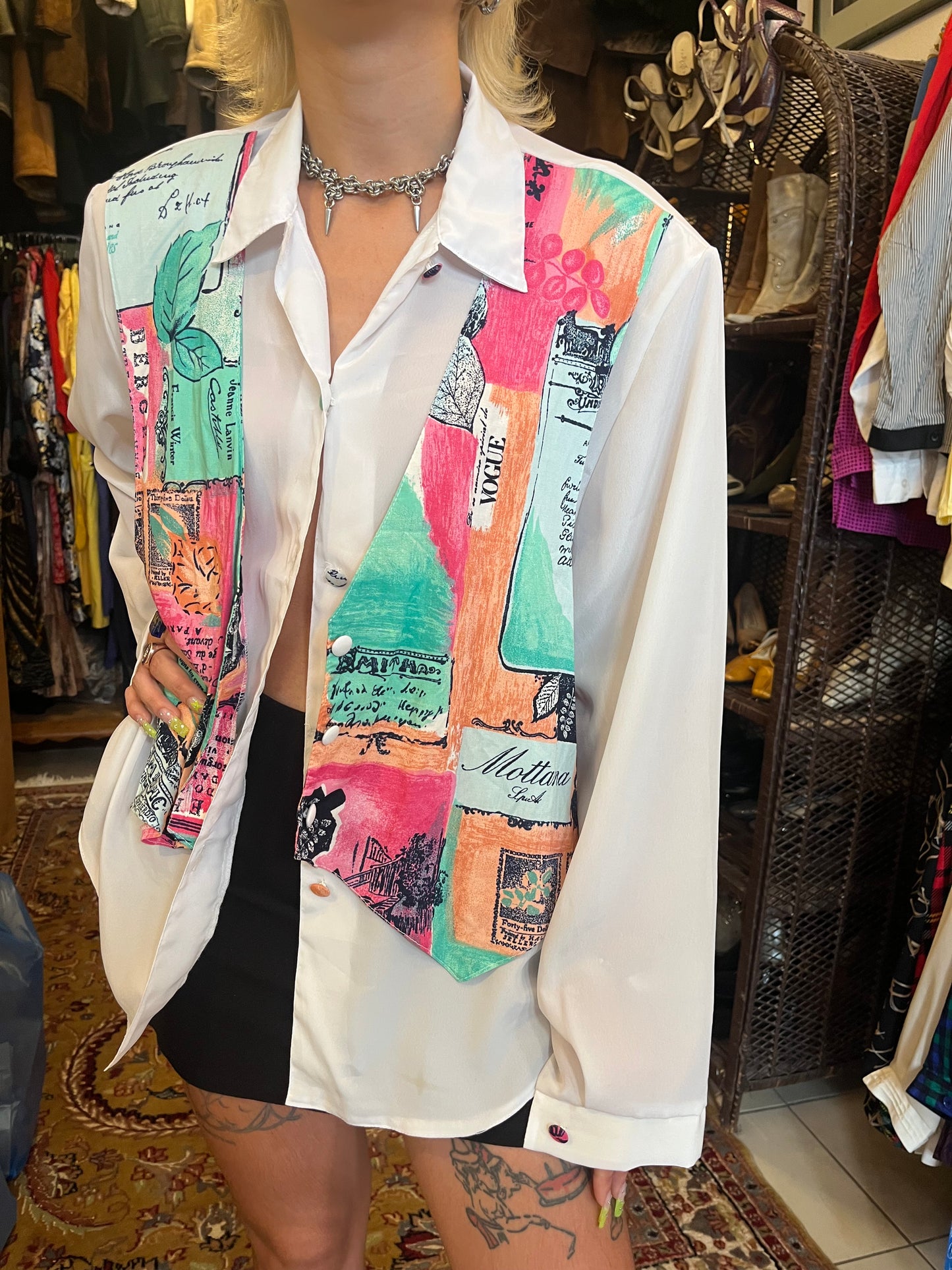 Vintage button up shirt with vest