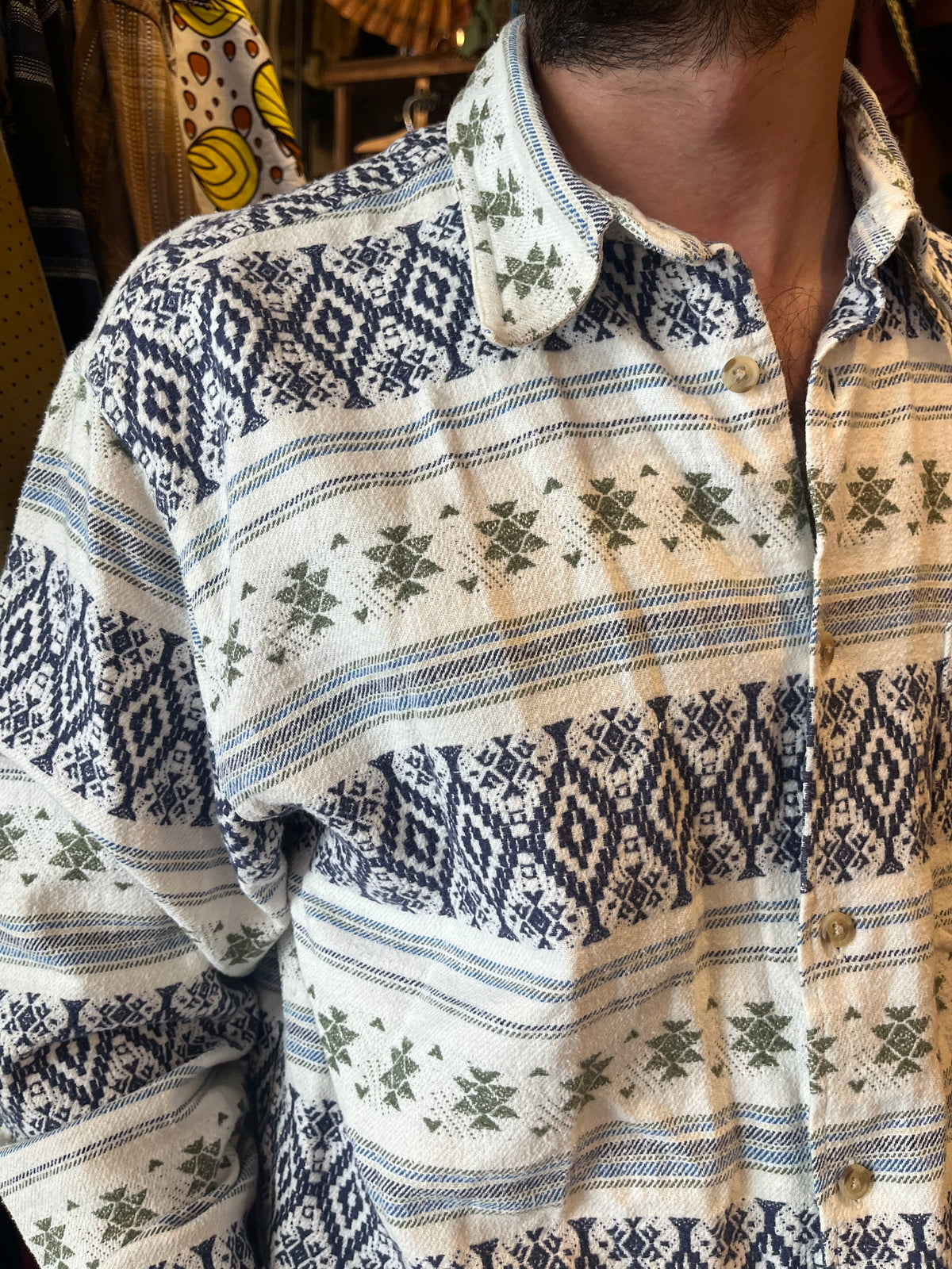Vintage button up funky flannel shirt