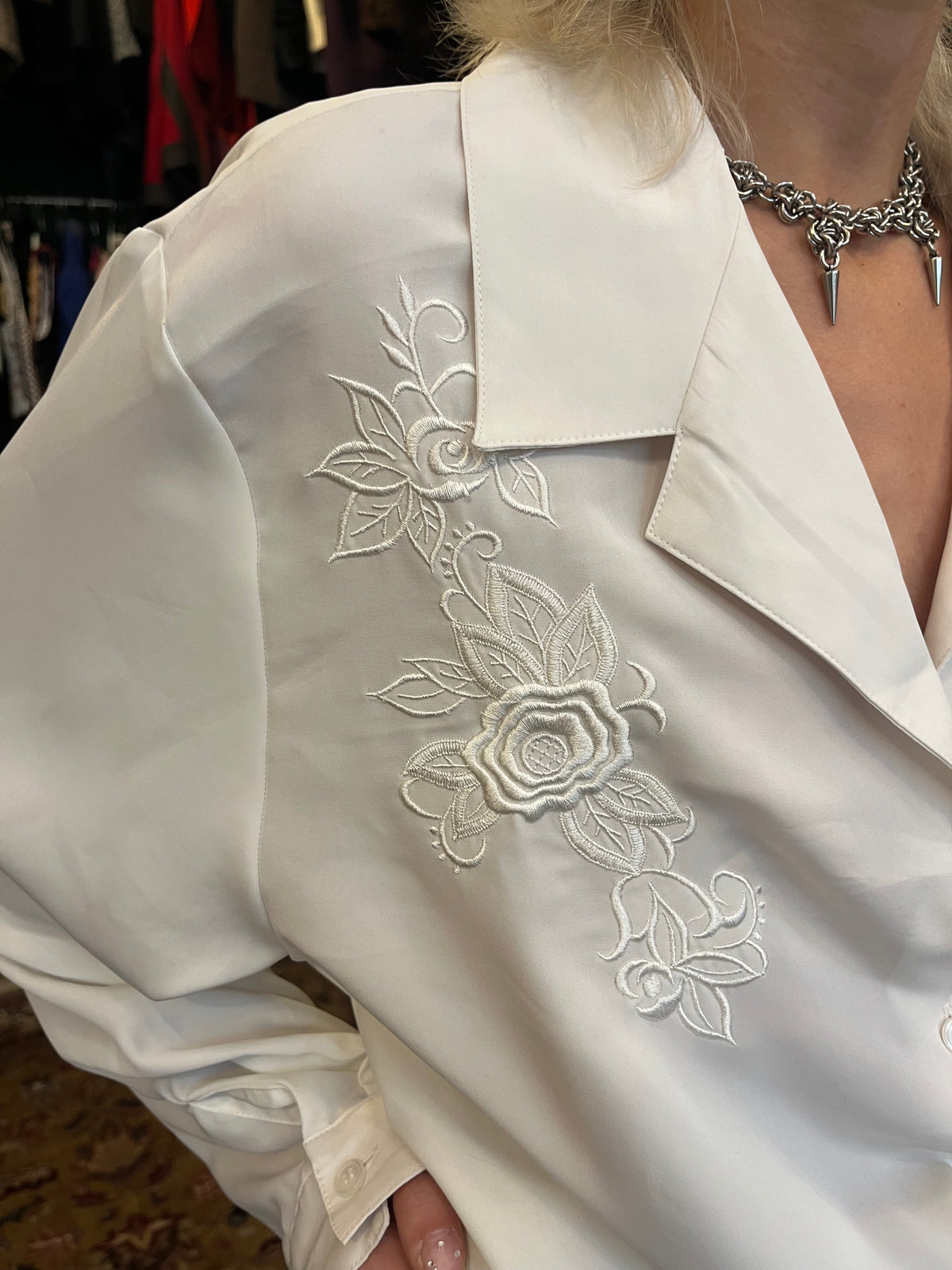 Vintage White Shirt with Embroidery Details