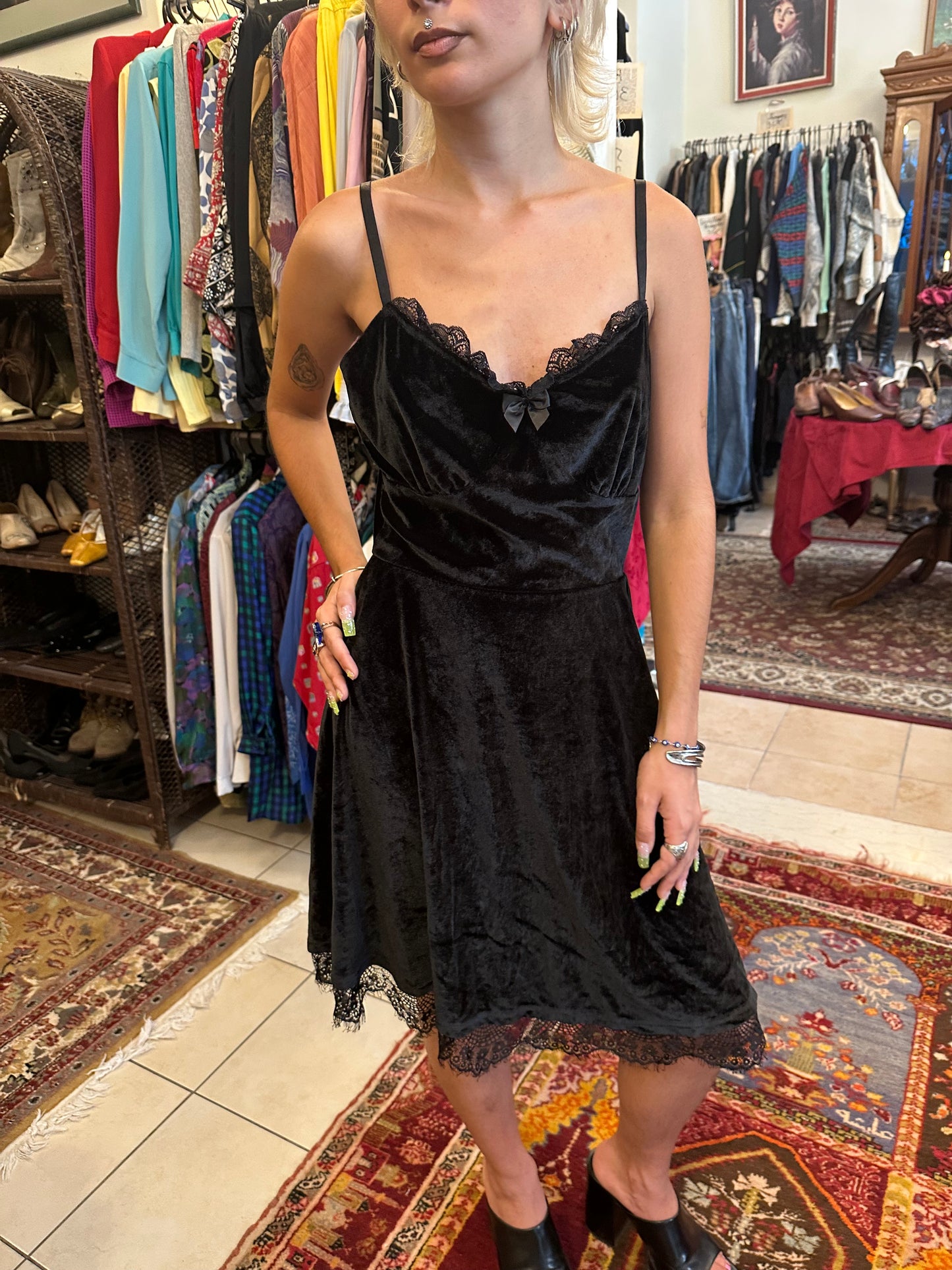 Velvet Mini Black Dress