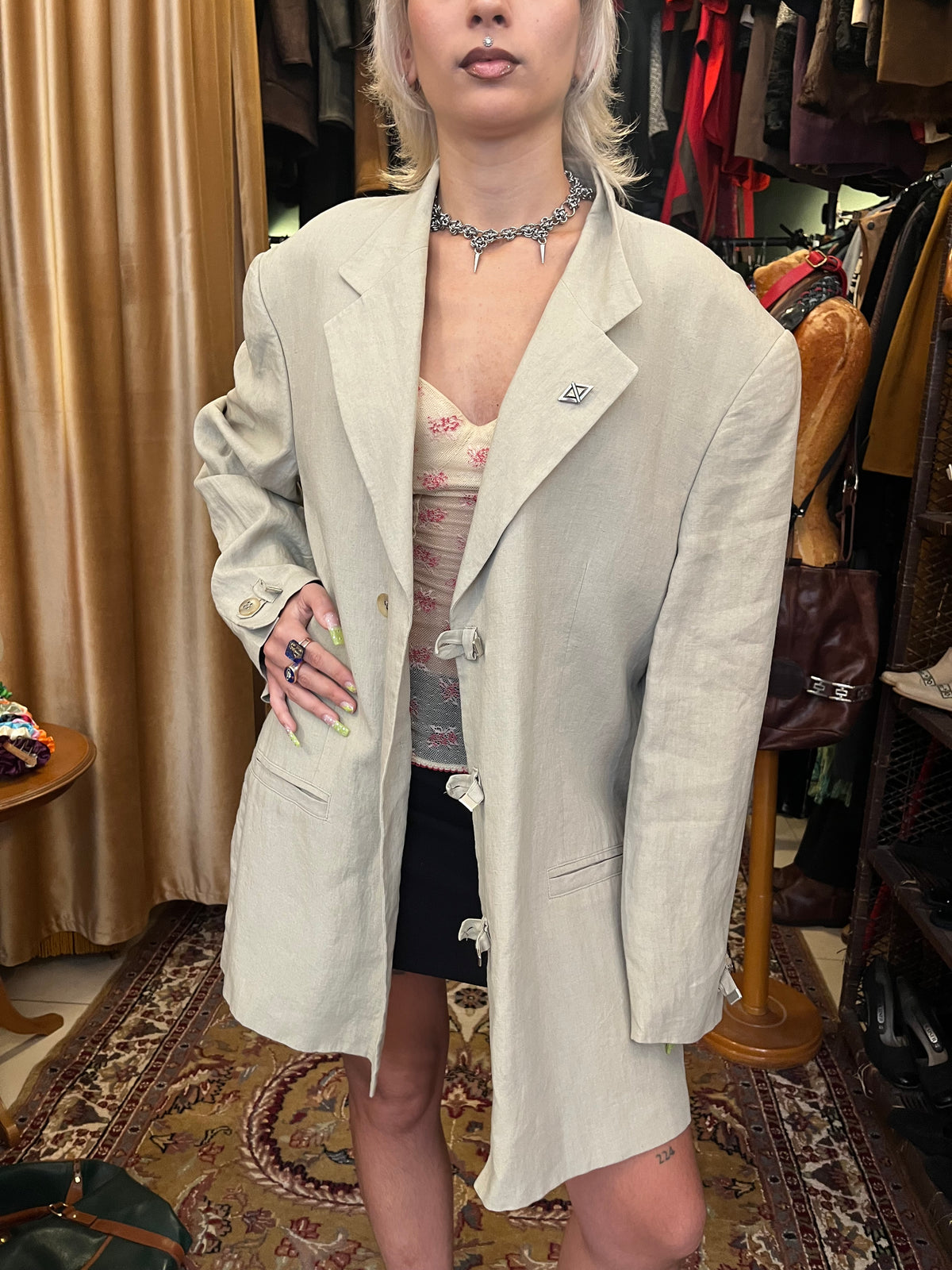 Linen button up blazer