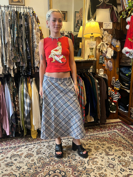 Plaid midi skirt