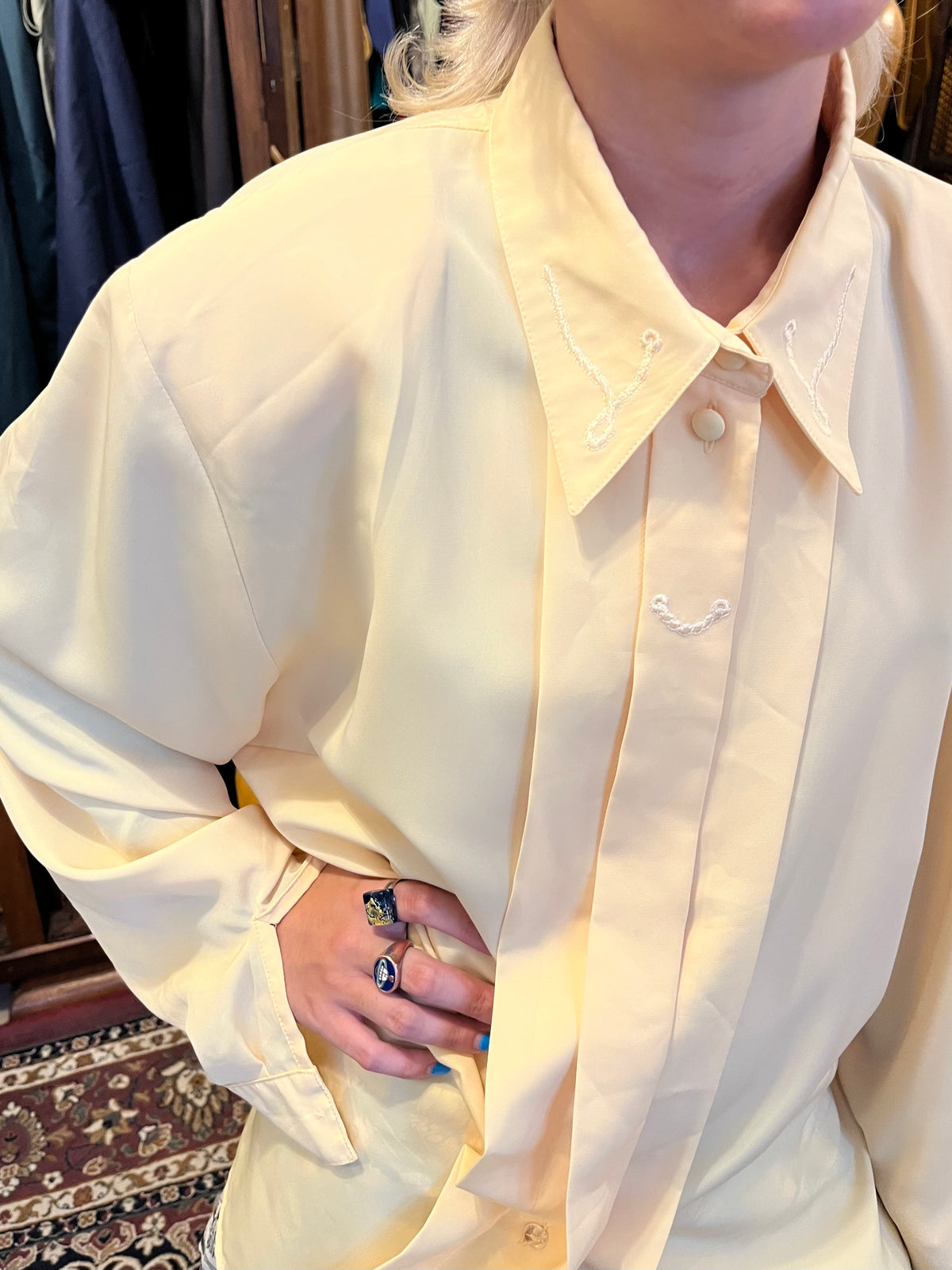 Pale Yellow White Vintage Shirt