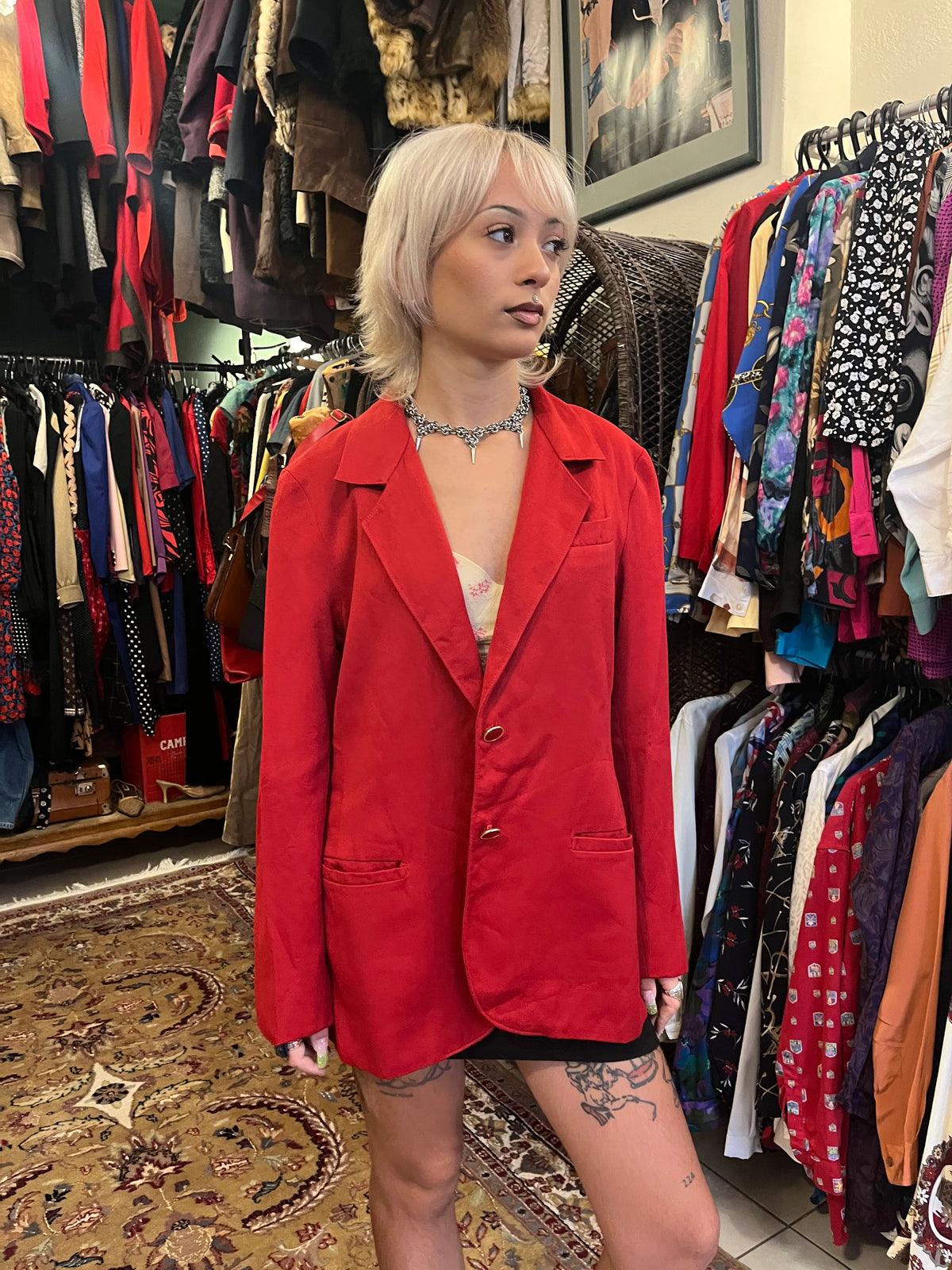 Vintage 90s red button up blazer