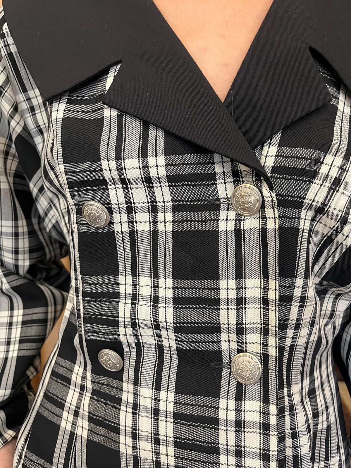 Vintage collared plaid button up dress