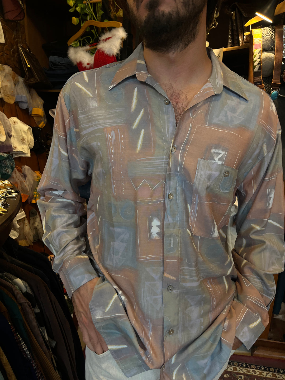 Vintage button up patterned shirt