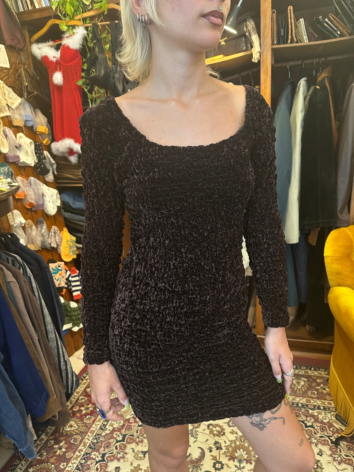 Vintage brown midi dress