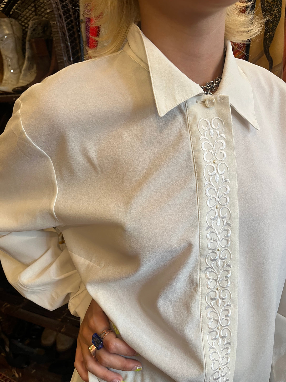 Vintage button up patterned skirt