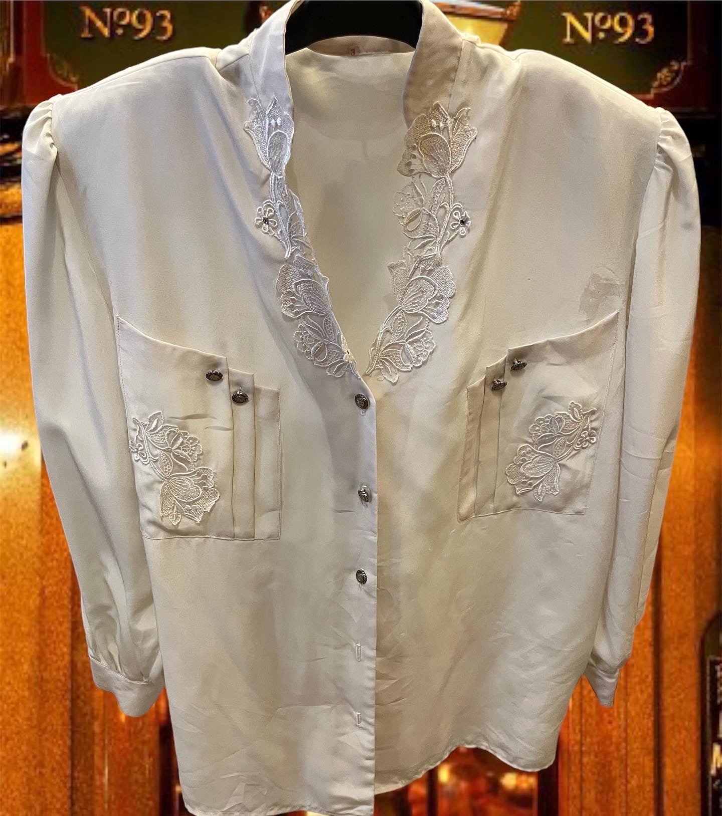 Vintage button up laced shirt .Fits best XL