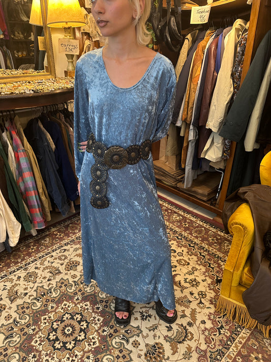 Vintage cobalt blue velvet dress