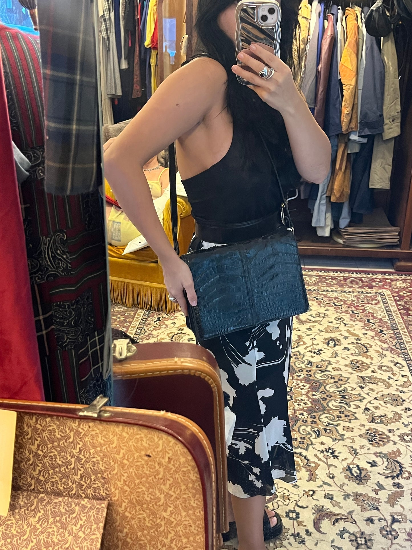 Croco leather handbag
