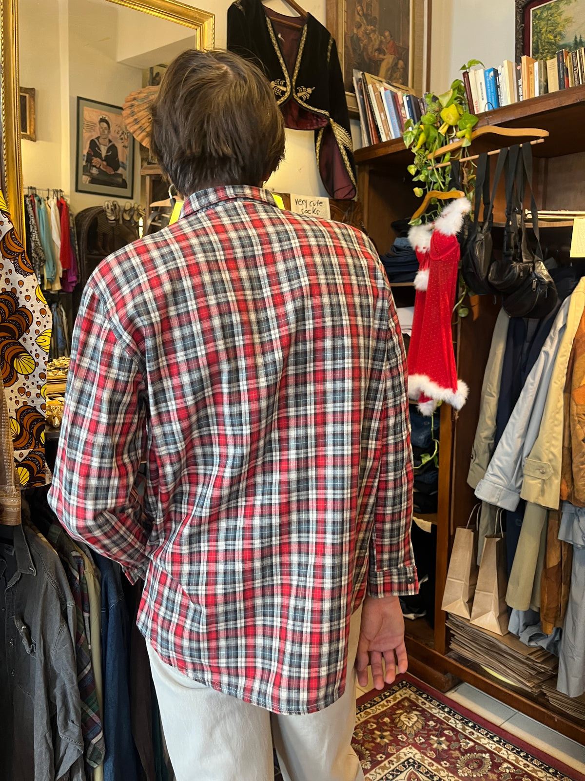 Vintage button up plaid  shirt