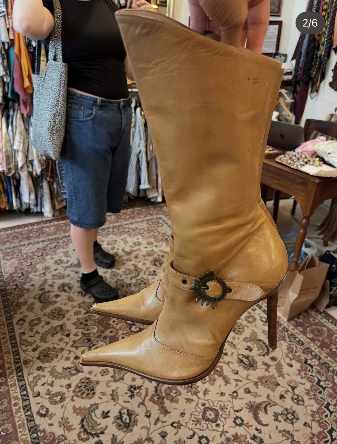 90s leather pointed boots