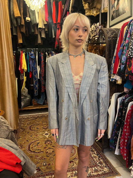Silver 90s button up blazer