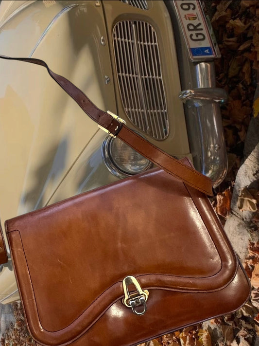 90s leather brown hand bag