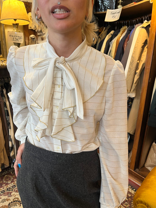 Vintage ruffle tie shirt