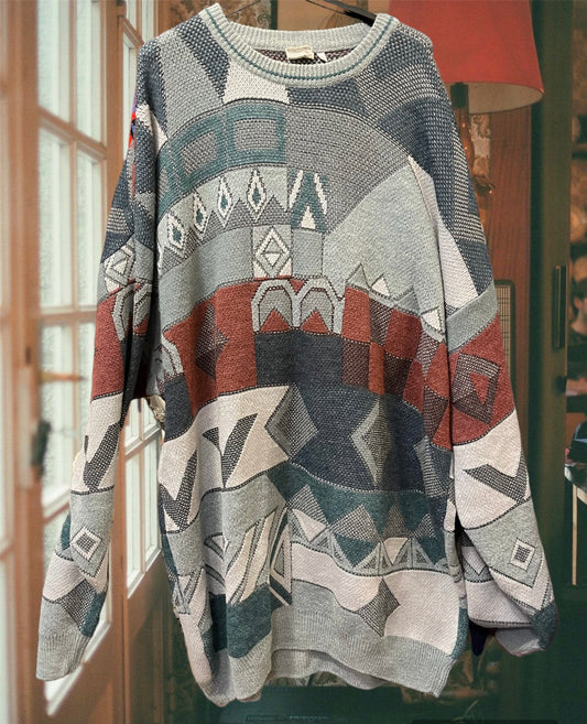 Vintage patterned oversized jumper .Can be worn as dress