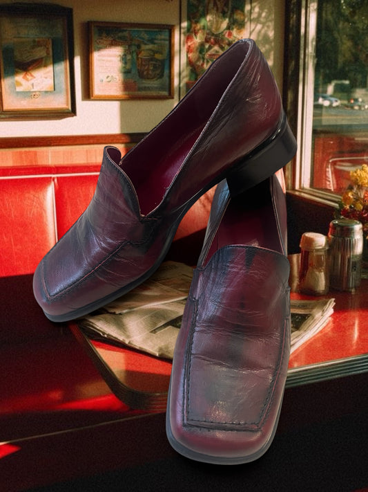 90s leather burgundy loafers