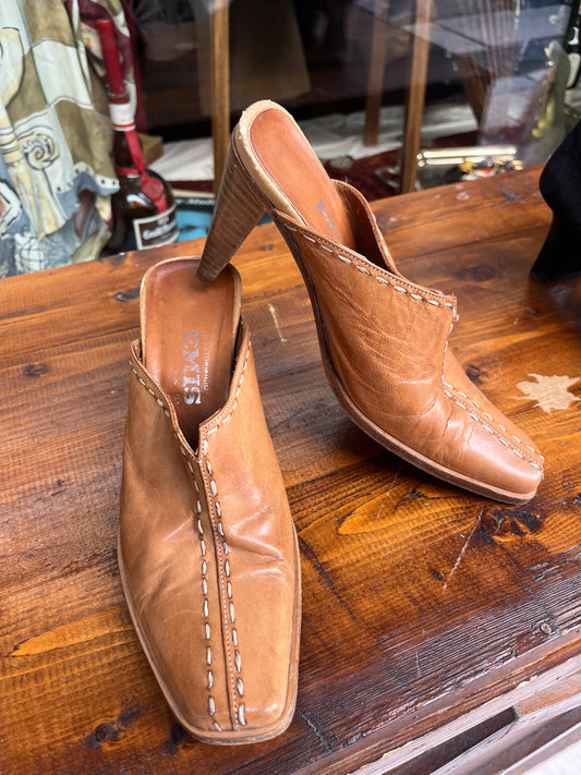 Vintage leather mules