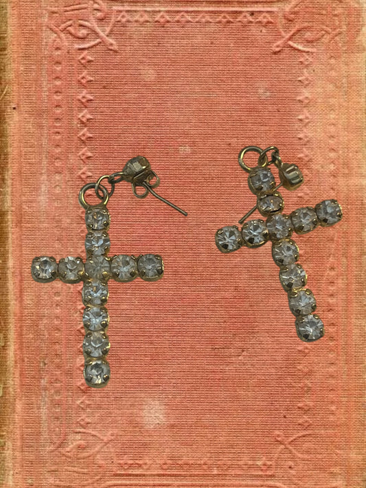 Vintage shining cross earrings