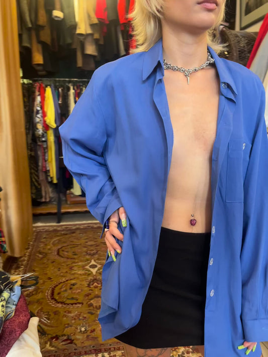 Vintage cobalt blue button up shirt