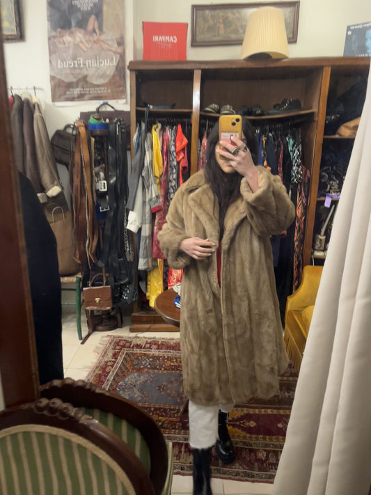 Vintage double faced eco fur coat .Fits best S/M