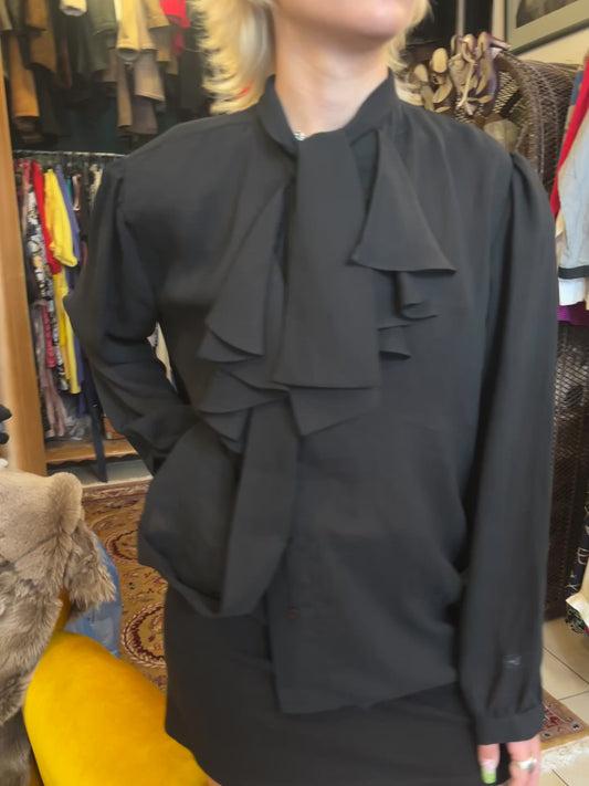 Vintage button up bow shirt