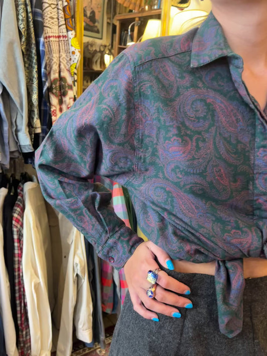 Vintage button up patterned wool shirt