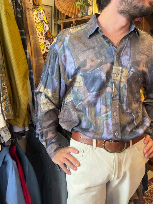 Vintage button up funky shirt